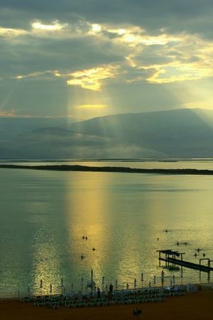 sunrise at dead seaの写真素材
