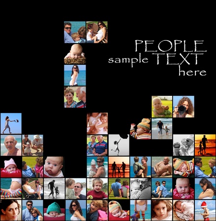  happy people collage-tetrisの写真素材