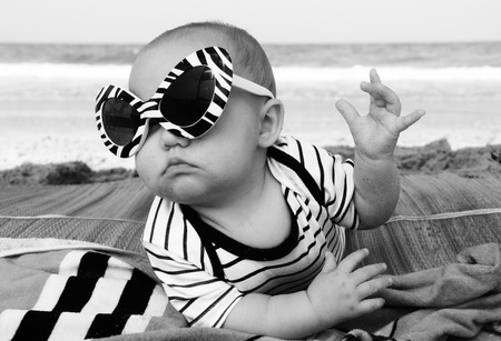 fashion baby on seasideの写真素材