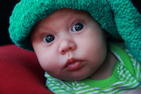 baby in a hat tの写真素材
