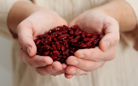 man holding ed kidney beans  Concept - Simple Life の写真素材