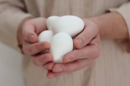 man holding eggs  Concept - Simple Life の写真素材