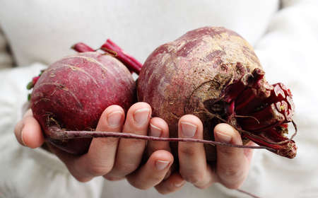 woman holding a beet  Concept - Simple Life の写真素材
