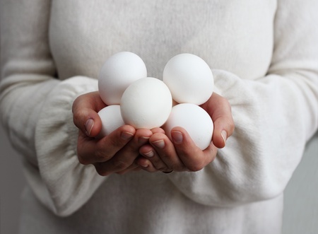 woman holding eggs  Concept - Simple Life の写真素材