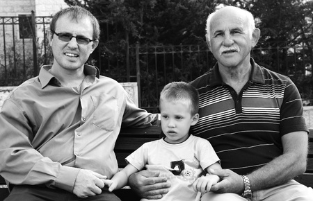 portrait of son, father and grandfatherの写真素材