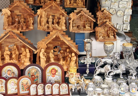 Christian Christmas symbols in Jerusalem old city east marketのeditorial素材