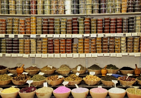 A lot of sorts spices on spice market  の写真素材