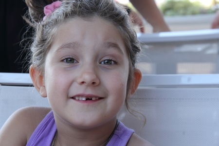 Closeup of a cute small girl の写真素材