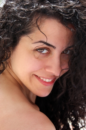 Beautiful young woman faceの写真素材