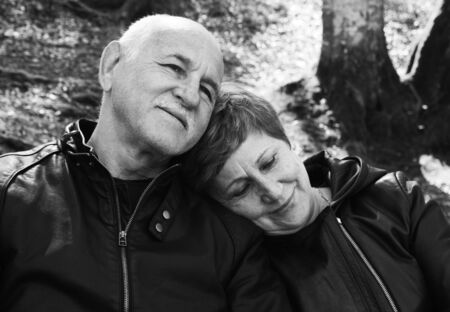Lovely senior couple in the parkの写真素材