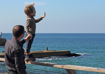 Father and son spend free time together の写真素材