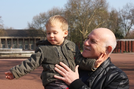 grandfather with grandsonの写真素材