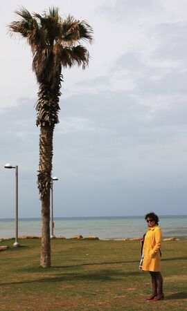 Girl and palmの写真素材