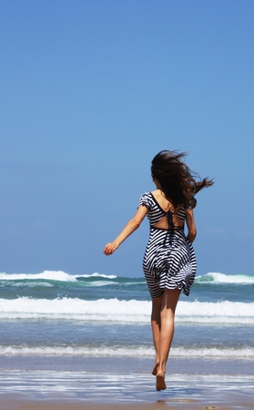 Beautiful girl on the beachの写真素材