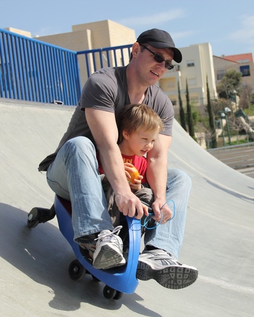 Father and son spend free time together の写真素材