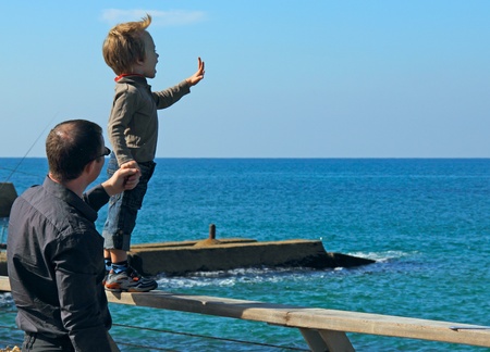 Father and son spend free time together の写真素材