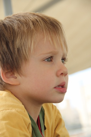 4-year-old boy playing on the playground  Portraitの写真素材