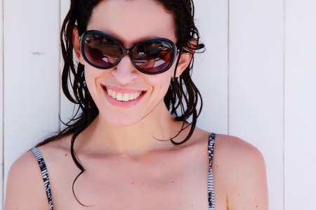 beautiful girl with wet hair の写真素材