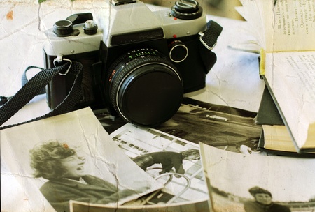 old photographs and old camera  Youth of my mom の写真素材