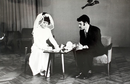wedding in the 70s in the USSR  Vintage photo の写真素材