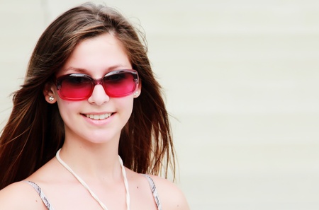 face portrait of a beautiful young girlの写真素材