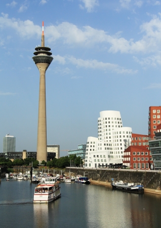 DUSSELDORF, GERMANY - JUNE 19  Media Harbor on June 19, 2012 in Dusseldorf, Germany  The Media Harbor is the most popular destination for architectural tourism in the city のeditorial素材