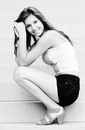 young cute girl smillingの写真素材
