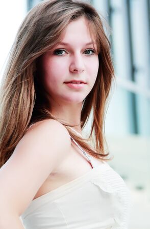 young cute girl smillingの写真素材