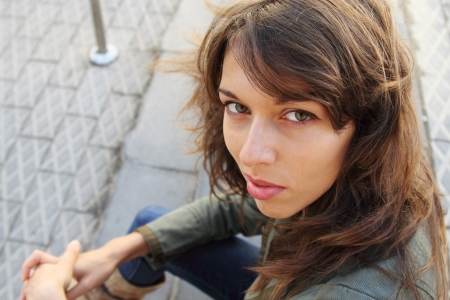 Portrait of 25-years-old girl outdoorsの写真素材