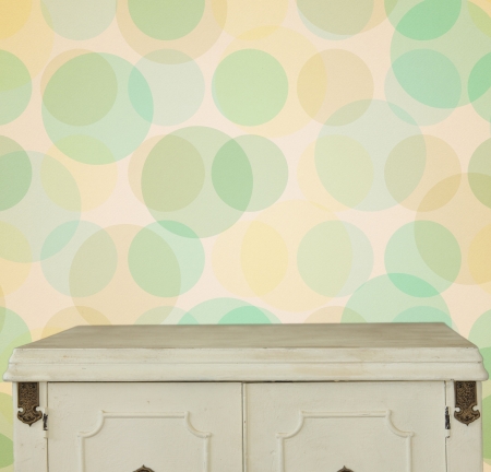 Vintage table on the background of dots pattenの写真素材