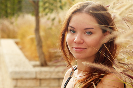 Portrait of beautiful woman outdoorsの写真素材