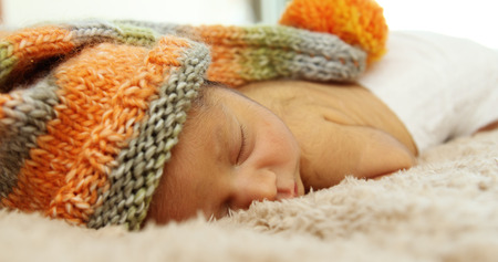 Portrait of newborn sleeping babyの写真素材