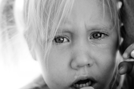 Angry upset girl with fatherの写真素材