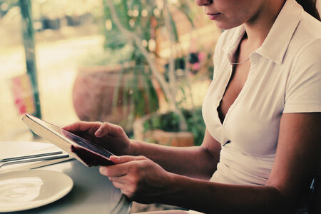 woman with tablet
