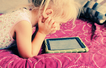cute girl with laptopの写真素材