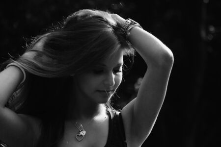Beautiful brunette teenage girlの写真素材