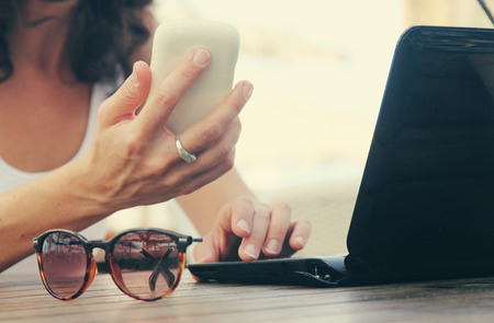 woman with laptopの写真素材