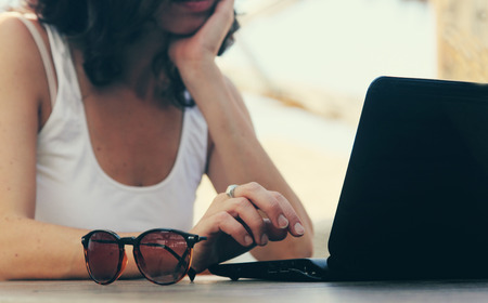 woman with laptopの写真素材