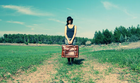 Woman standing in the fieldの写真素材