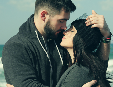 Portrait of young couple outdoorsの写真素材