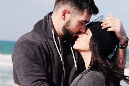 Portrait of young couple outdoorsの写真素材