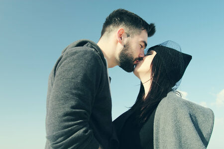 Portrait of young couple outdoorsの写真素材