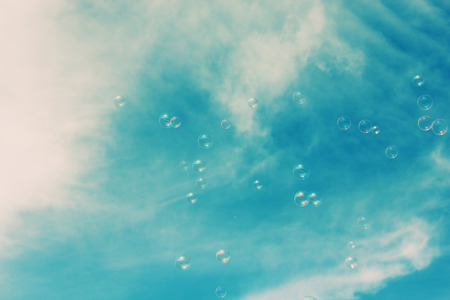 Soap bubbles floating in the airの写真素材