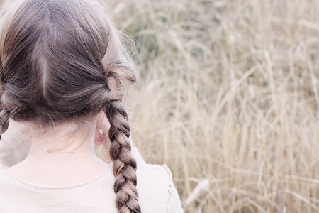 beautiful happy girl outdoors, country styleの写真素材