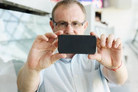 Selfie portrait of a handsome 35 years old manの写真素材