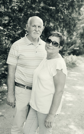 Portrait of happy senior couple outdoorsの写真素材