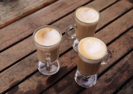 three cups of coffeeの写真素材