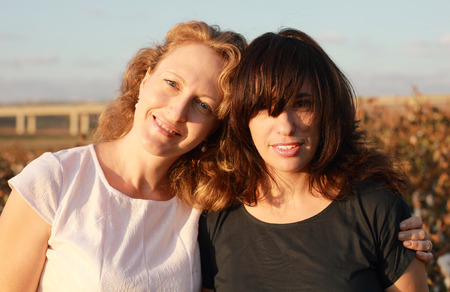 two best girlfriends outdoorの写真素材