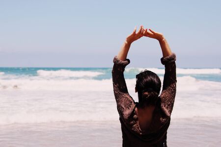 woman on the beachの写真素材