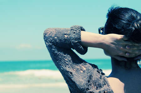 woman on the beachの写真素材